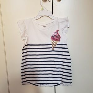 Carter's shirt w/stripes & sparkly ice cream, 4t